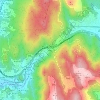 As Laxes topographic map, elevation, terrain