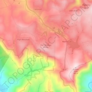 High Meadows Estates topographic map, elevation, terrain