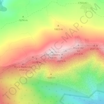 Pico Zapatero topographic map, elevation, terrain