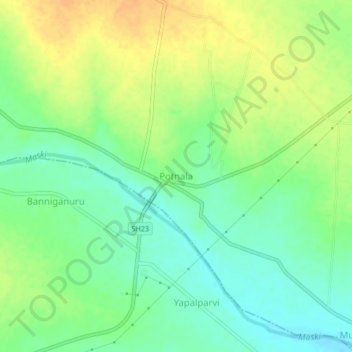 Potnala topographic map, elevation, terrain