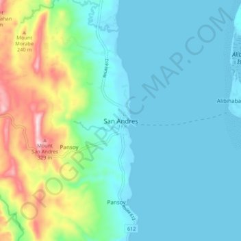 San Andres topographic map, elevation, terrain