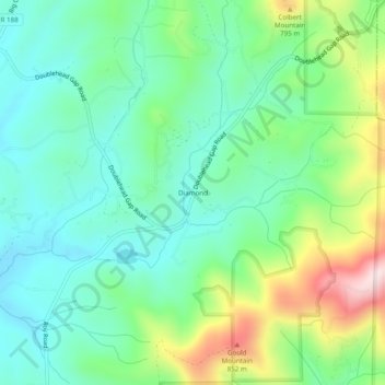 Diamond topographic map, elevation, terrain
