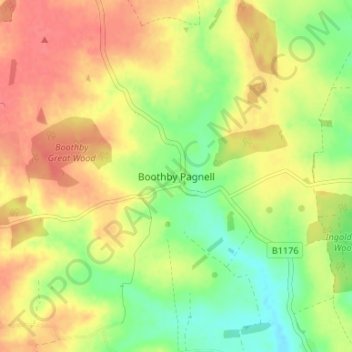 Boothby Pagnell topographic map, elevation, terrain