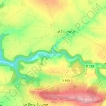 Le Moulin Pinel topographic map, elevation, terrain