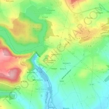 Keryhuel topographic map, elevation, terrain