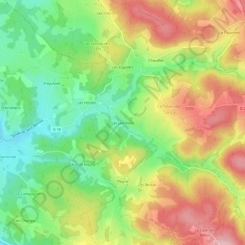 Les Jamillons topographic map, elevation, terrain