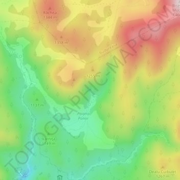 Izbucul Ponor topographic map, elevation, terrain