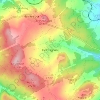 Helmsgrün topographic map, elevation, terrain