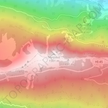 Malpaso topographic map, elevation, terrain