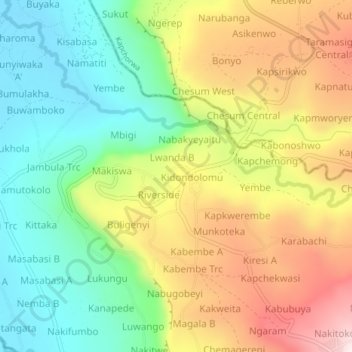 Kamu topographic map, elevation, terrain