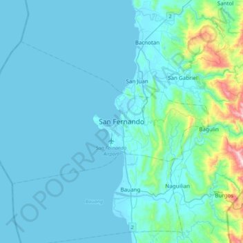 San Fernando topographic map, elevation, terrain
