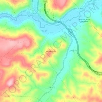 Valdeperales topographic map, elevation, terrain