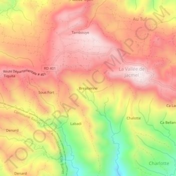 Bresilienne topographic map, elevation, terrain