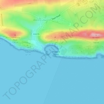 Lulworth Cove topographic map, elevation, terrain