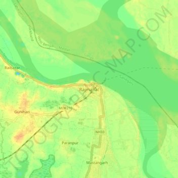 Rajmahal topographic map, elevation, terrain