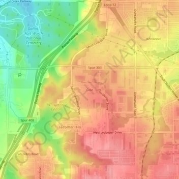 Cole topographic map, elevation, terrain