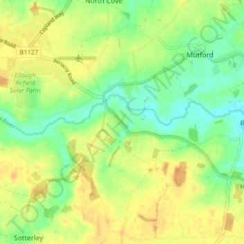 Hulver Street topographic map, elevation, terrain