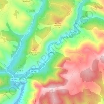 Espanillo topographic map, elevation, terrain