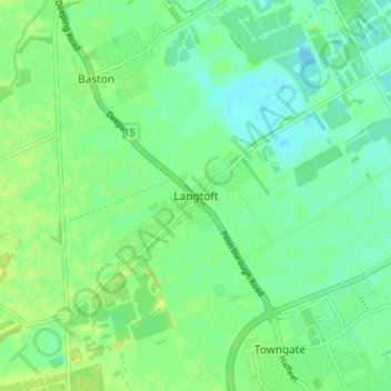 Langtoft topographic map, elevation, terrain