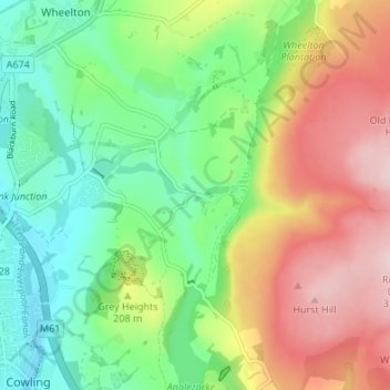 White Coppice topographic map, elevation, terrain
