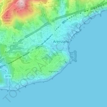 Ferriera topographic map, elevation, terrain