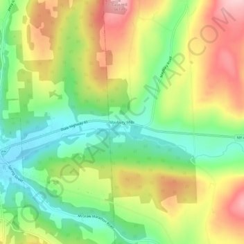 Maybury Mills topographic map, elevation, terrain