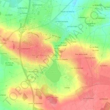 Trocadéro topographic map, elevation, terrain