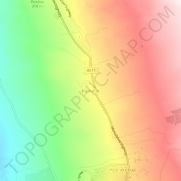 Kainaliu topographic map, elevation, terrain
