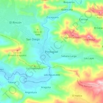 Portugual topographic map, elevation, terrain