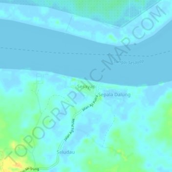 Sesayap topographic map, elevation, terrain