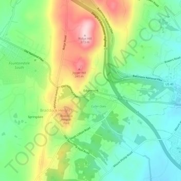 Edgemont topographic map, elevation, terrain
