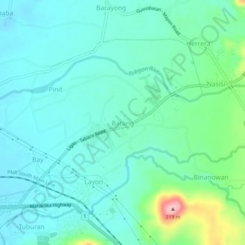Batang topographic map, elevation, terrain