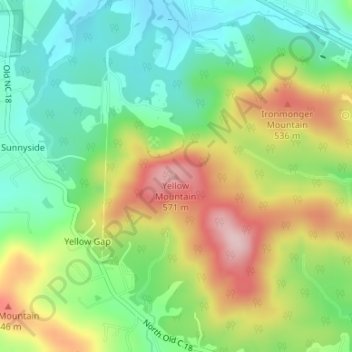 Yellow Mountain topographic map, elevation, terrain