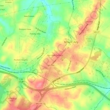 Merridale Gardens topographic map, elevation, terrain