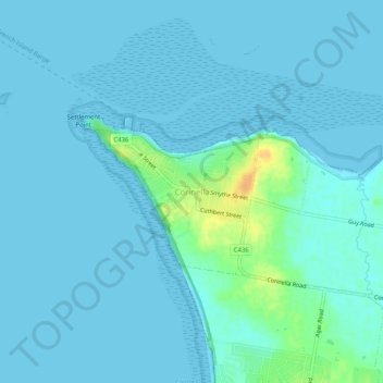 Corinella topographic map, elevation, terrain