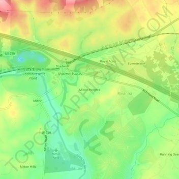 Milton Heights topographic map, elevation, terrain