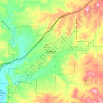 Rimrock topographic map, elevation, terrain
