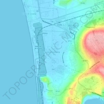 Nuova Colmata topographic map, elevation, terrain