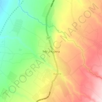 Kuyera topographic map, elevation, terrain