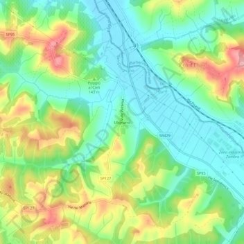Ulignano topographic map, elevation, terrain