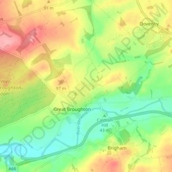 Little Broughton topographic map, elevation, terrain