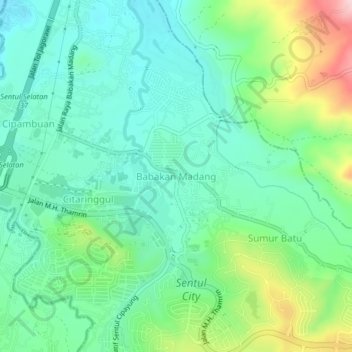 Babakan Madang topographic map, elevation, terrain