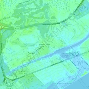 Barefoot Resort topographic map, elevation, terrain