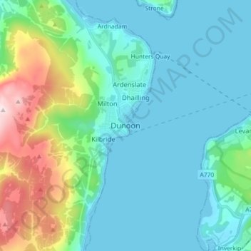 Dunoon topographic map, elevation, terrain