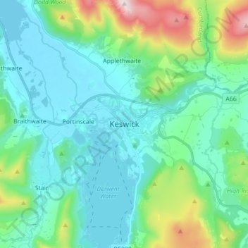 Keswick topographic map, elevation, terrain
