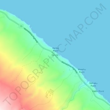 Nīnole topographic map, elevation, terrain