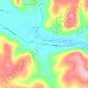 Caroline topographic map, elevation, terrain