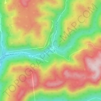 Anjean topographic map, elevation, terrain
