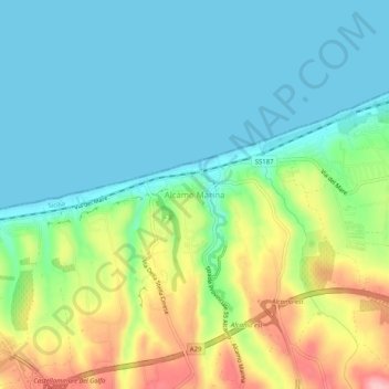 Alcamo Marina topographic map, elevation, terrain