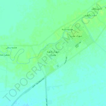 Chamran Town topographic map, elevation, terrain